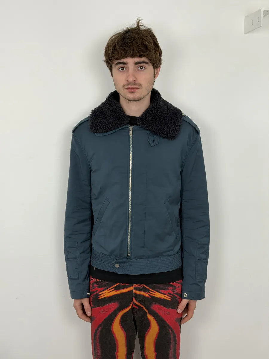 AW2015 Maison Margiela Navy Bomber Jacket with Shearling Collar MwBFeXz 2