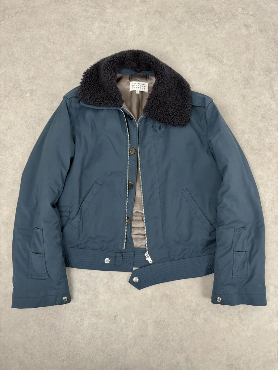 AW2015 Maison Margiela Navy Bomber Jacket with Shearling Collar MwBFeXz 4