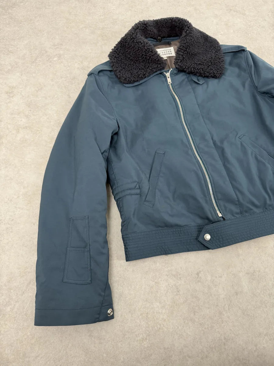 AW2015 Maison Margiela Navy Bomber Jacket with Shearling Collar MwBFeXz 7