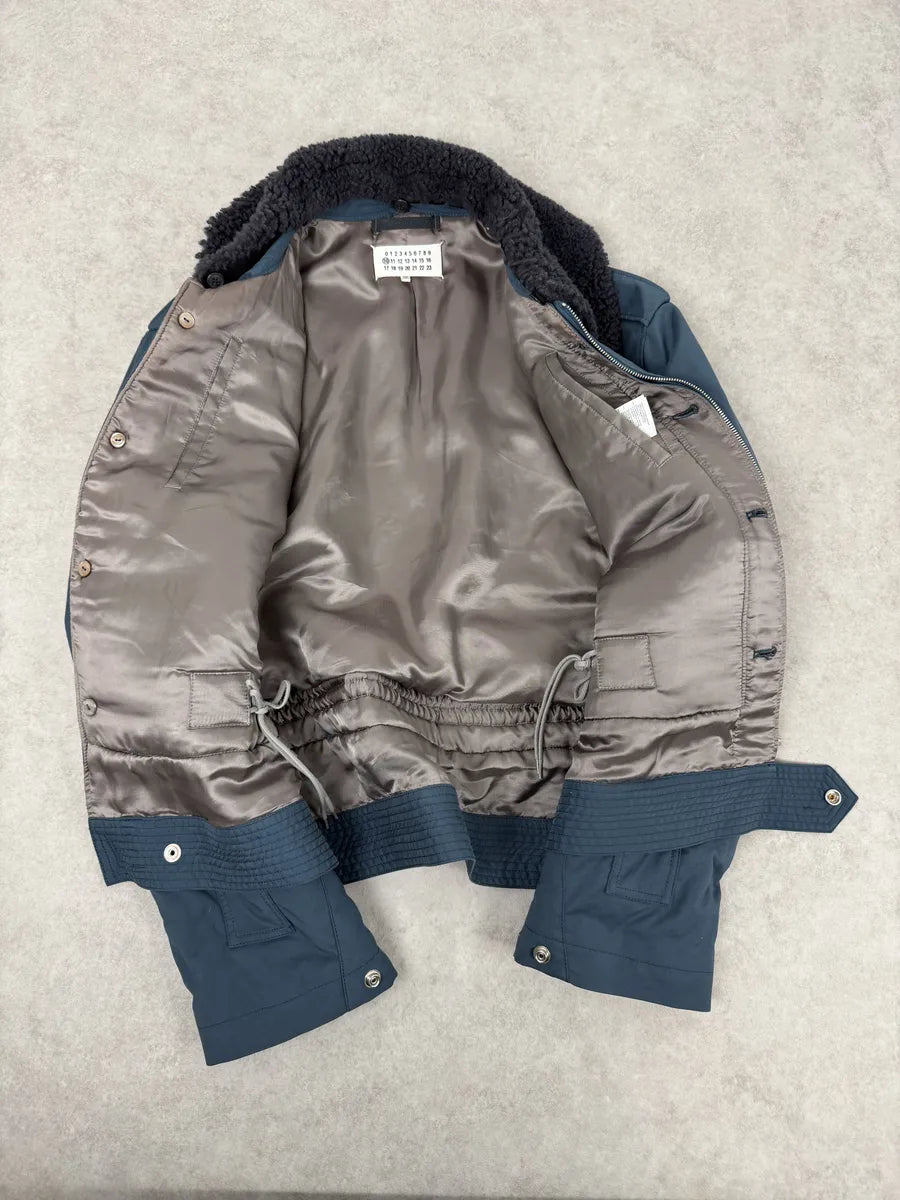 AW2015 Maison Margiela Navy Bomber Jacket with Shearling Collar MwBFeXz 9