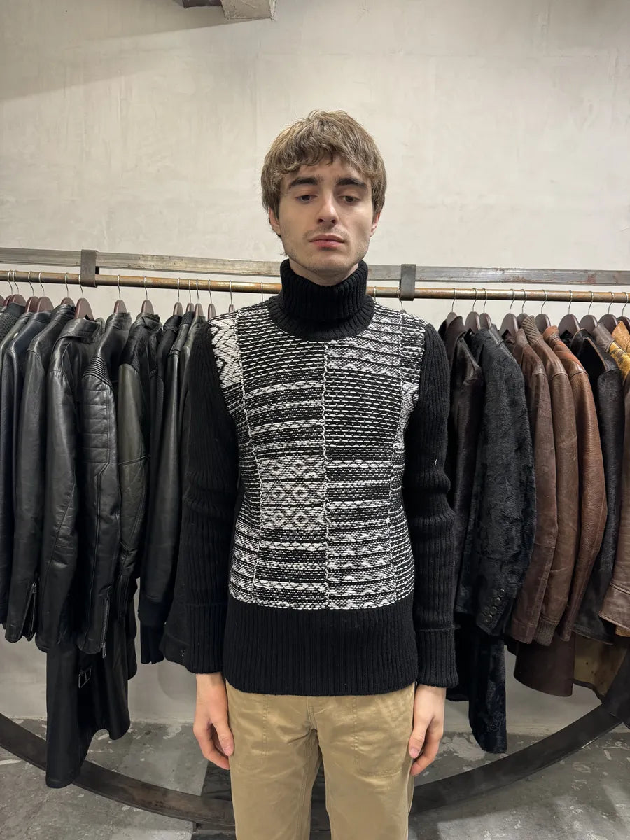 AW2015 Maison Margiela Wool Black & White Turtleneck ymERoBr 1