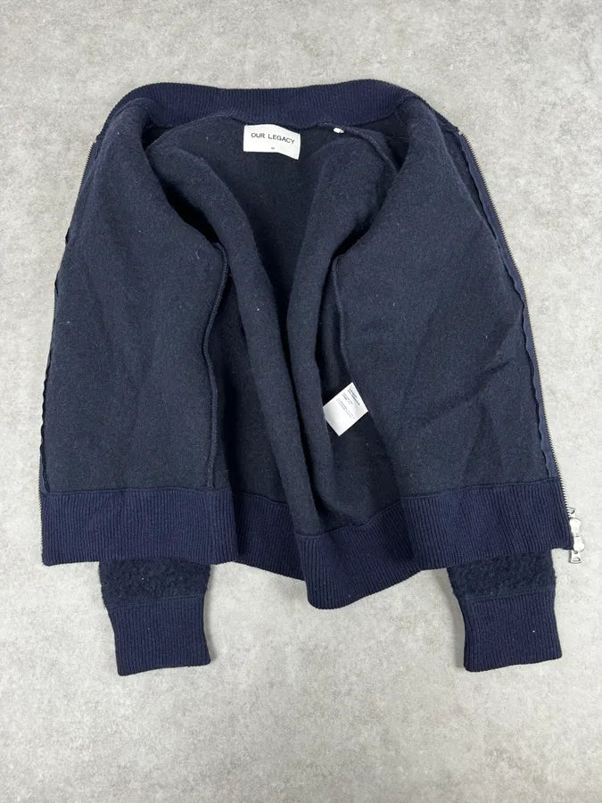 AW2015 Our Legacy Shaggy Navy Blue Zip-up Sweater BVeflQp 6