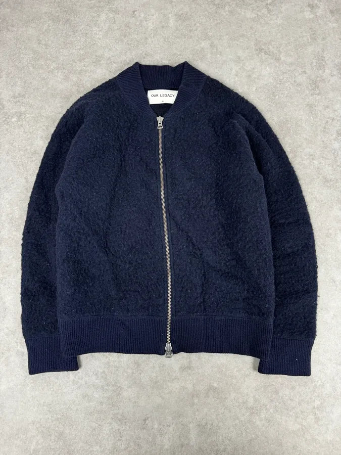 AW2015 Our Legacy Shaggy Navy Blue Zip-up Sweater BVeflQp 0