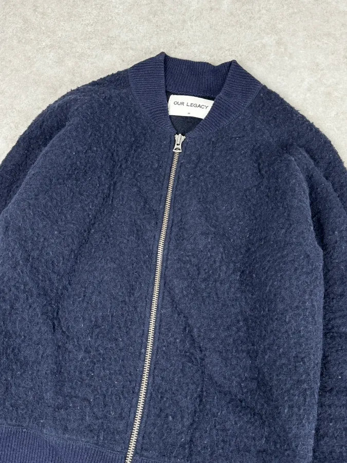 AW2015 Our Legacy Shaggy Navy Blue Zip-up Sweater BVeflQp 4