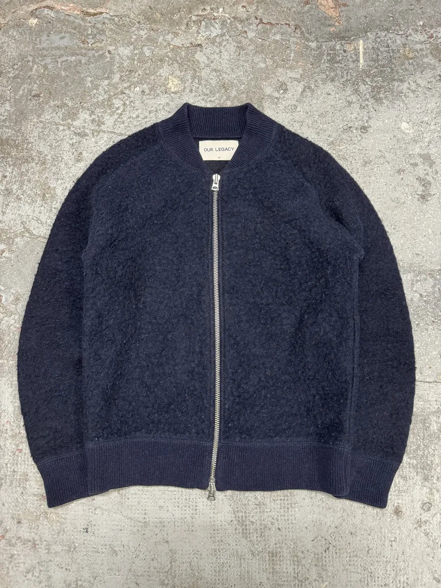 AW2015 Our Legacy Wool Shaggy Navy Zip-Up Sweater agnFxbK 0