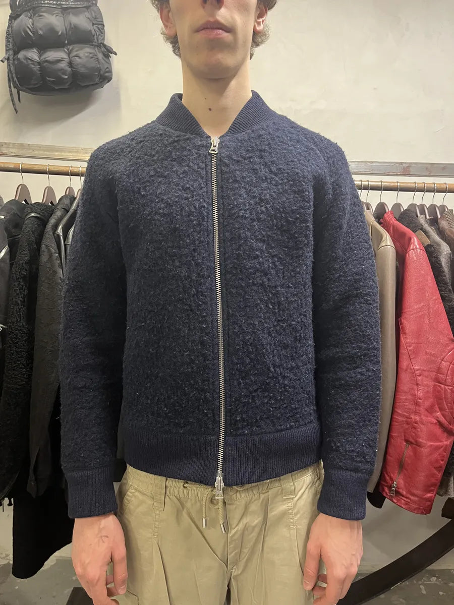 AW2015 Our Legacy Wool Shaggy Navy Zip-Up Sweater agnFxbK 2