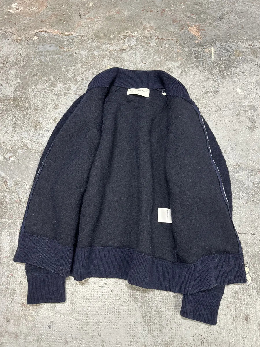 AW2015 Our Legacy Wool Shaggy Navy Zip-Up Sweater xVIFsWc 5