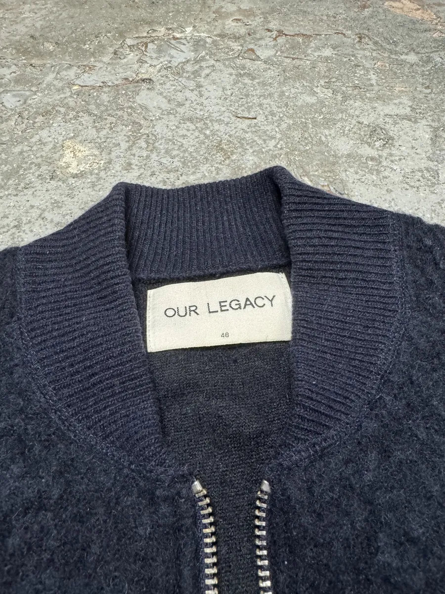 AW2015 Our Legacy Wool Shaggy Navy Zip-Up Sweater agnFxbK 7