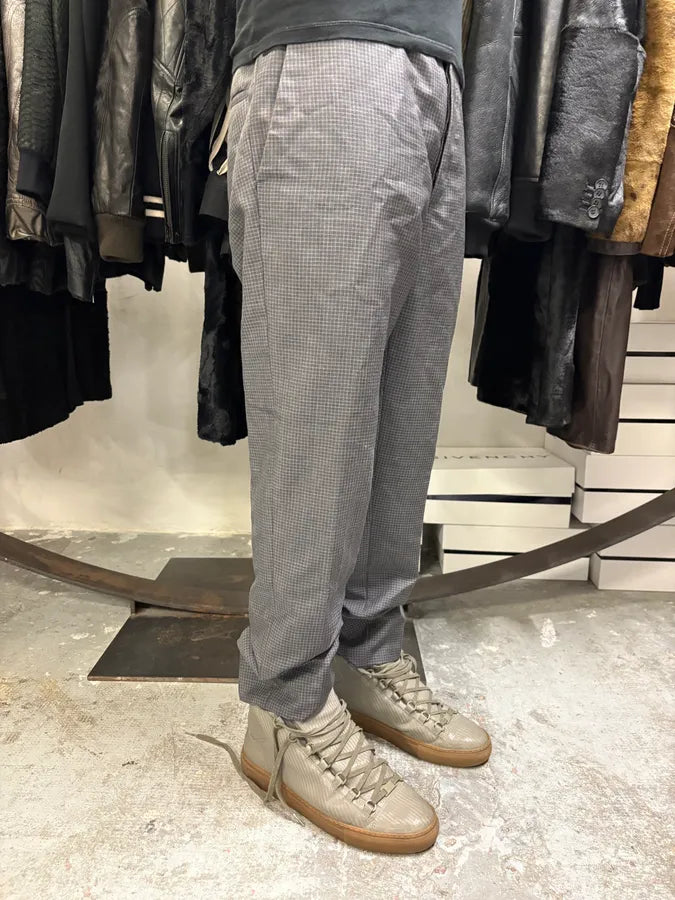 AW2015 Prada Grey Wool Checked Minimalist Tailored Pants oVQiSEV 2