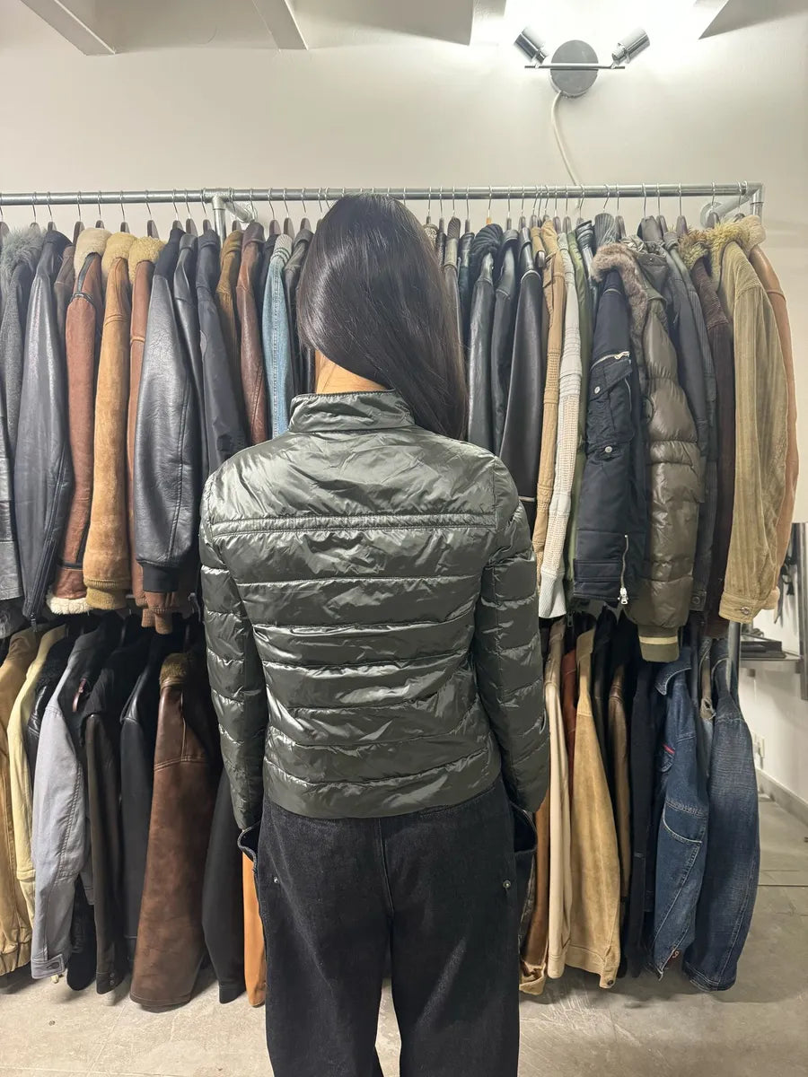 AW2015 Prada Olive Puffer Down Nylon Jacket PavjLkB 3