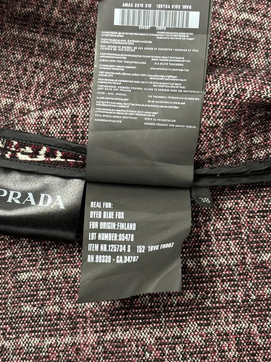 AW2015 Prada Textured Black & Bordeaux Tweed Long Coat IBHhxuy 13