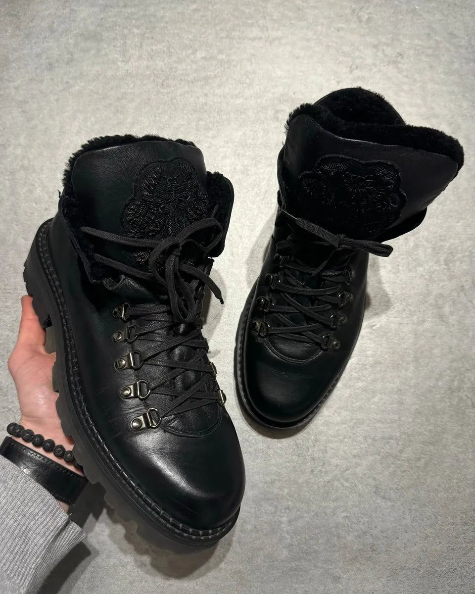 AW2015 Roberto Cavalli Black Leather High Mountain Boots (41eu/us8) 0