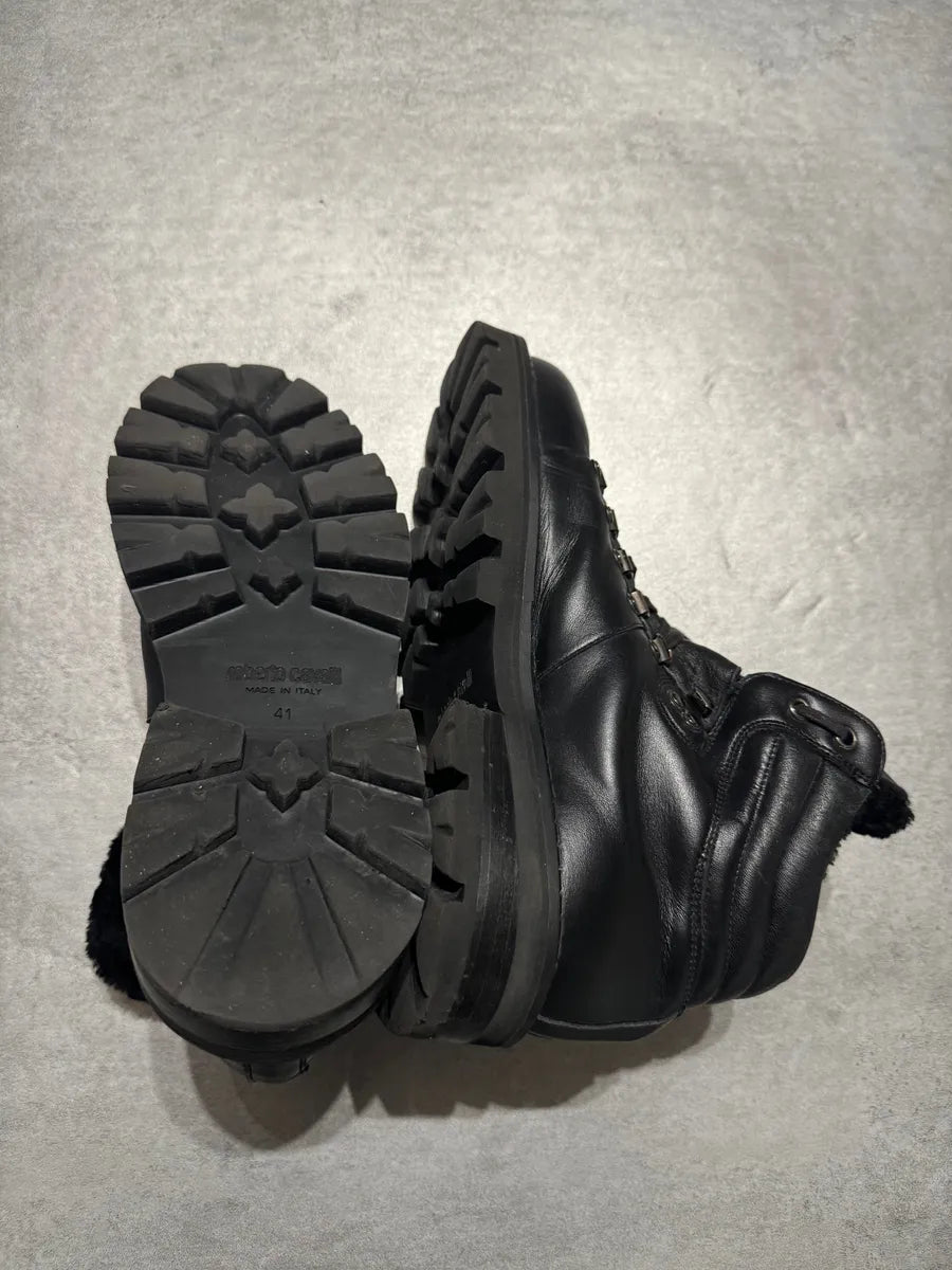 AW2015 Roberto Cavalli Black Leather High Mountain Boots (41eu/us8) 5