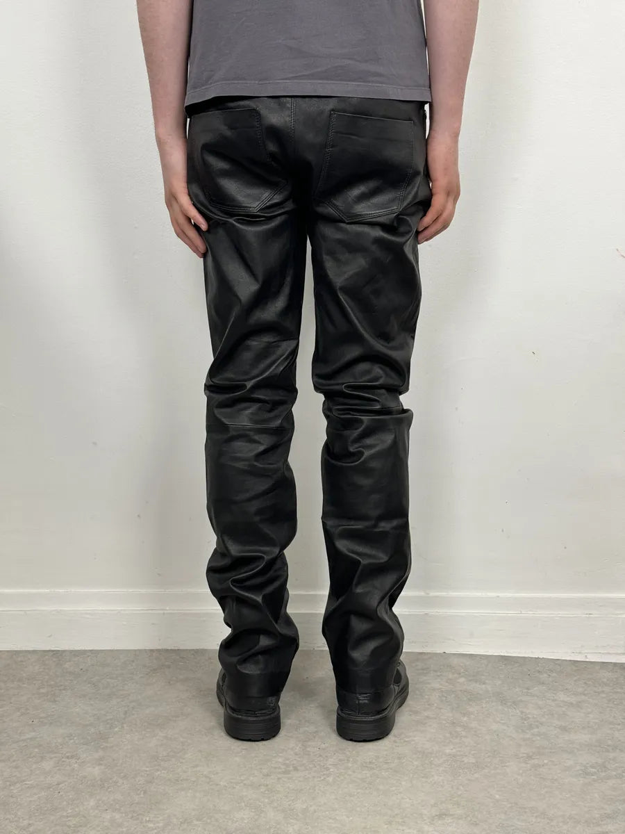 AW2015 Roberto Cavalli Premium Black Biker Leather Pants yisFJfx 5