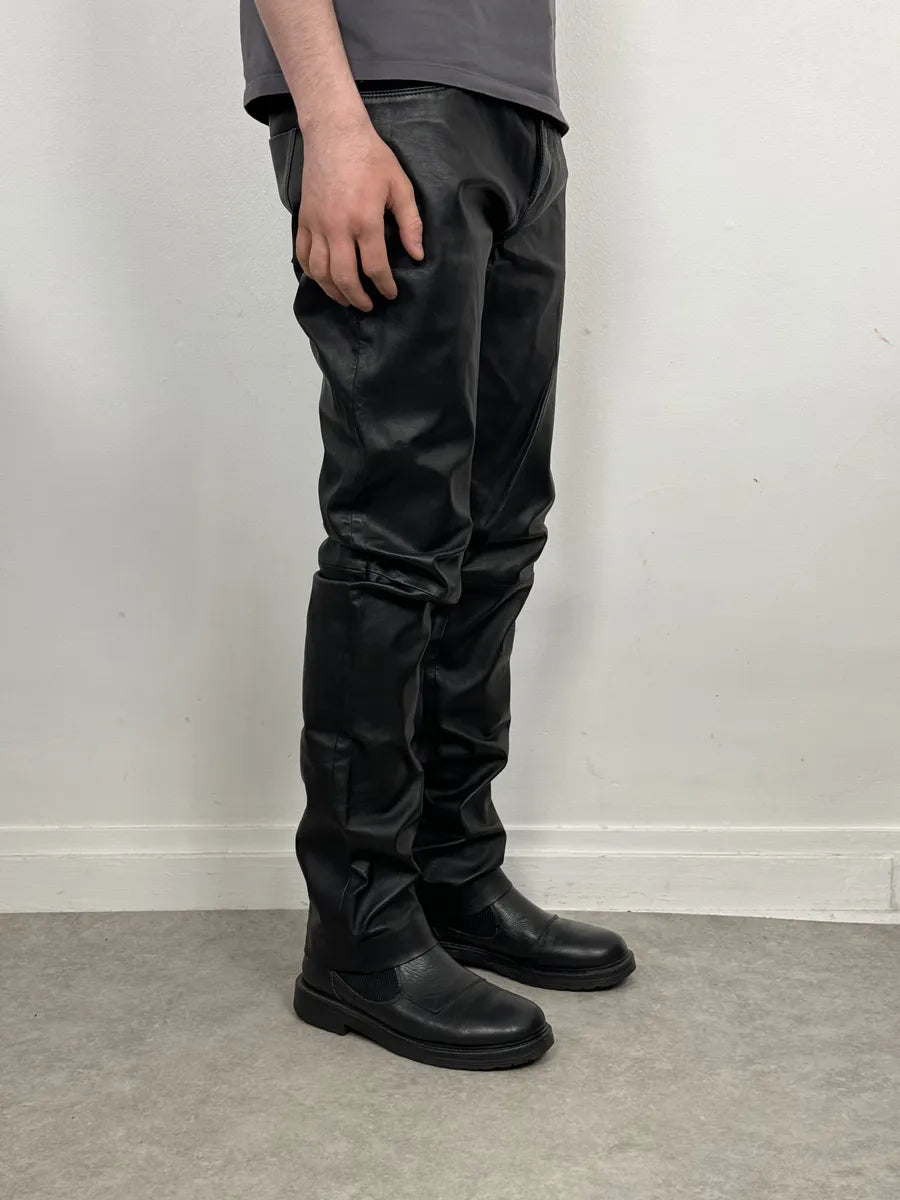 AW2015 Roberto Cavalli Premium Black Biker Leather Pants yisFJfx 6