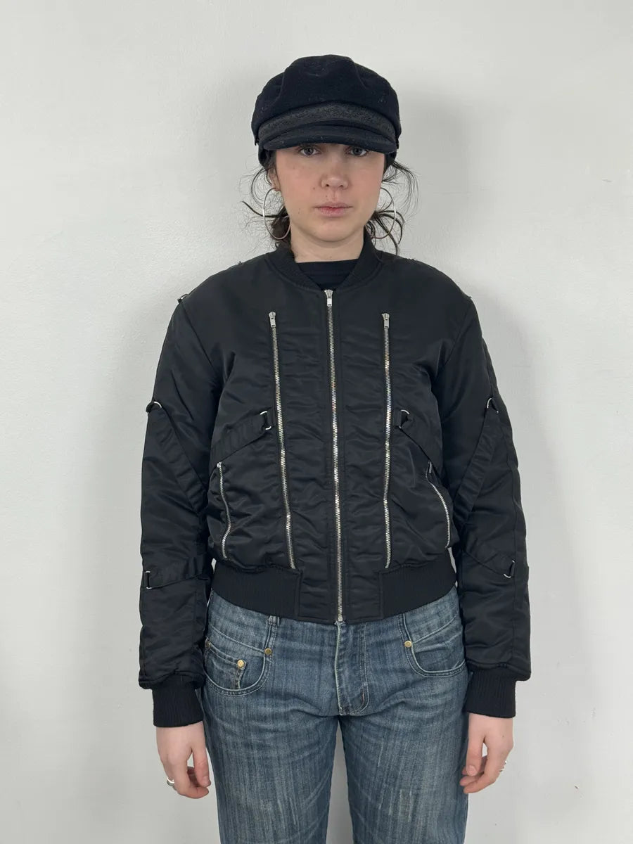 AW2015 Saint Laurent Black Bondage Multi Zip Bomber Jacket by Hedi Slimane SUwkLHn 2