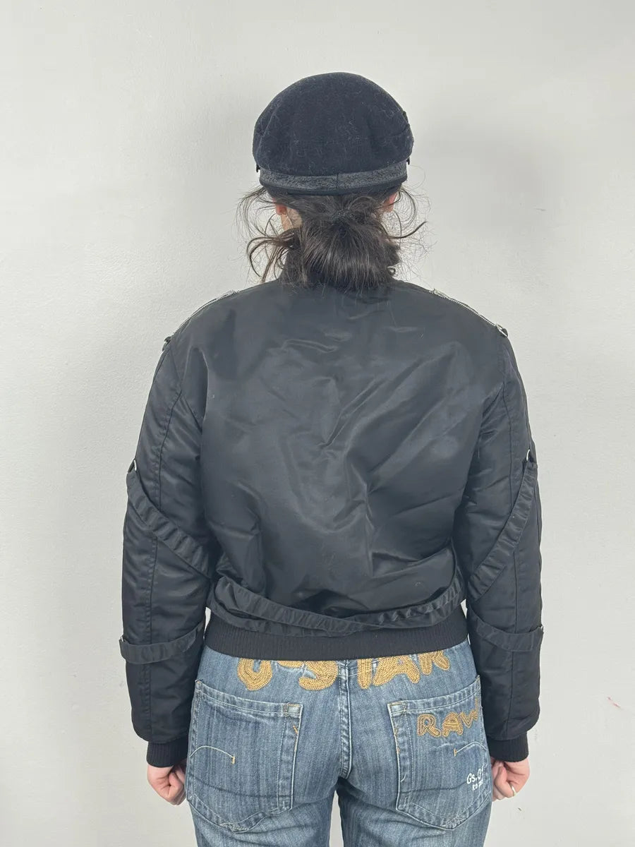 AW2015 Saint Laurent Black Bondage Multi Zip Bomber Jacket by Hedi Slimane SUwkLHn 3
