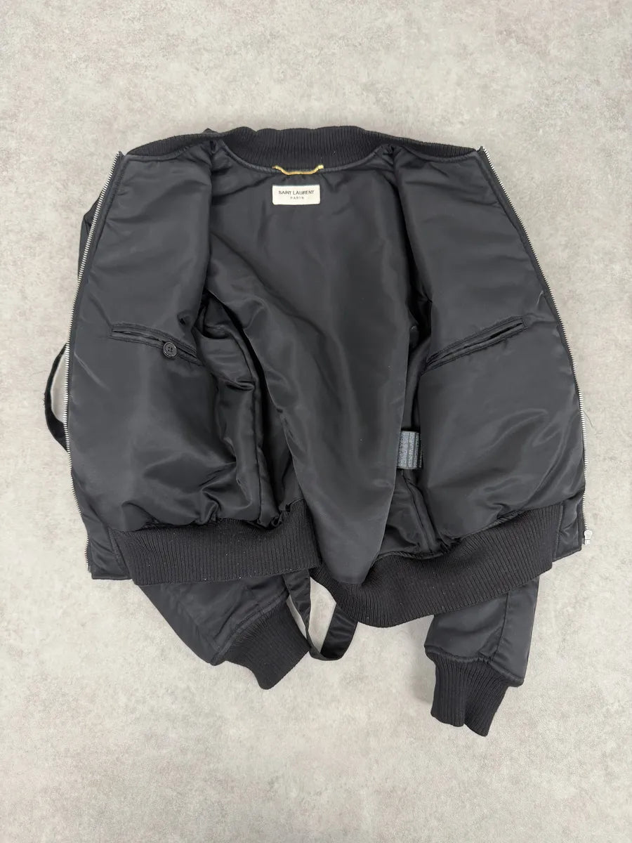 AW2015 Saint Laurent Black Bondage Multi Zip Bomber Jacket by Hedi Slimane SUwkLHn 6