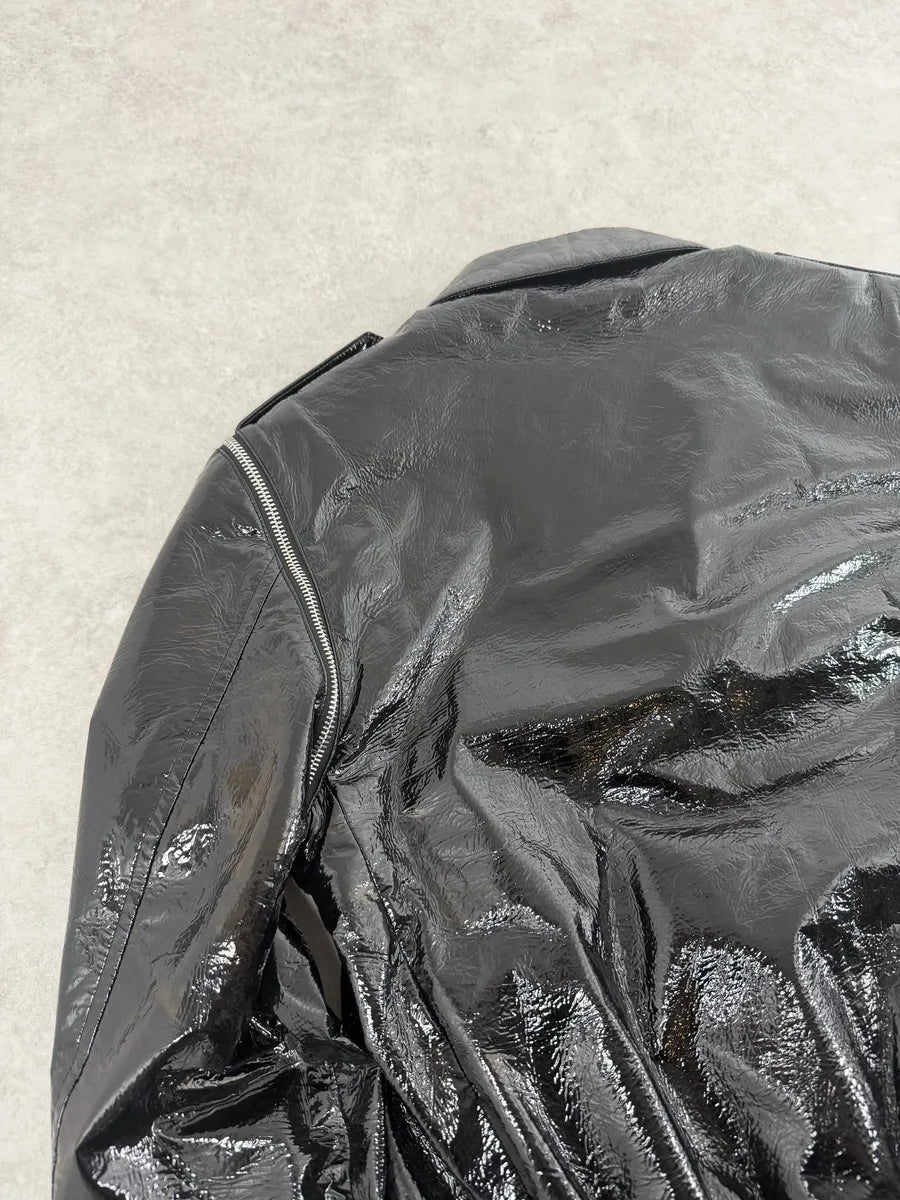 AW2015 Saint Laurent Black Patent Leather Multi Zip Jacket by Hedi Slimane jLchiQo 14