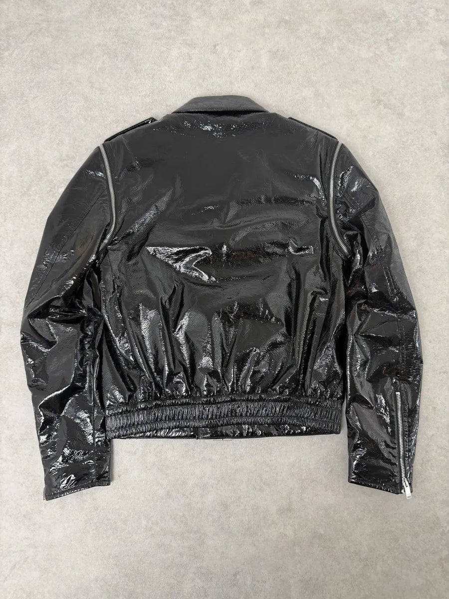 AW2015 Saint Laurent Black Patent Leather Multi Zip Jacket by Hedi Slimane jLchiQo 3