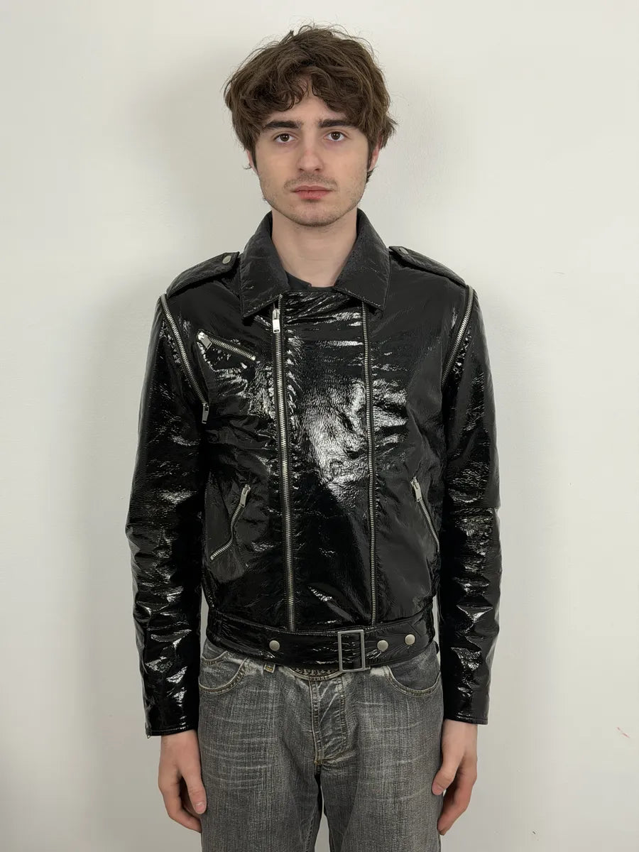 AW2015 Saint Laurent Black Patent Leather Multi Zip Jacket by Hedi Slimane jLchiQo 5