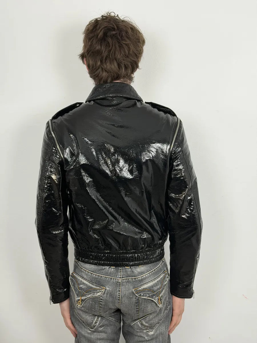 AW2015 Saint Laurent Black Patent Leather Multi Zip Jacket by Hedi Slimane jLchiQo 6