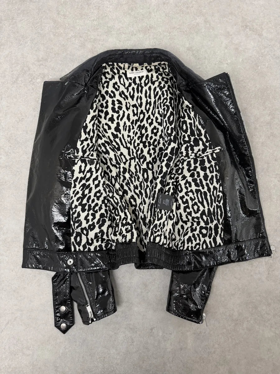 AW2015 Saint Laurent Black Patent Leather Multi Zip Jacket by Hedi Slimane jLchiQo 7