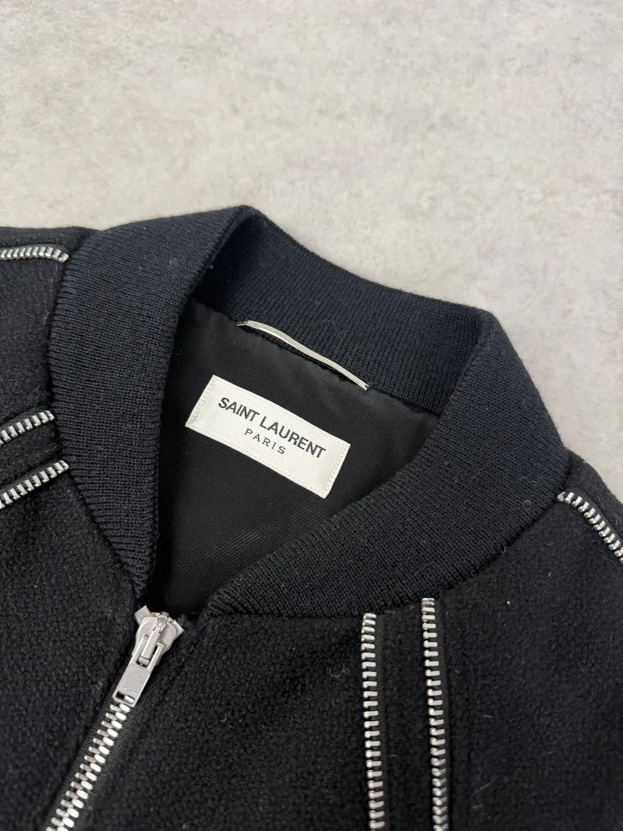 AW2015 Saint Laurent Black Wool Multi Zip Jacket by Hedi Slimane LBtwRgF 11