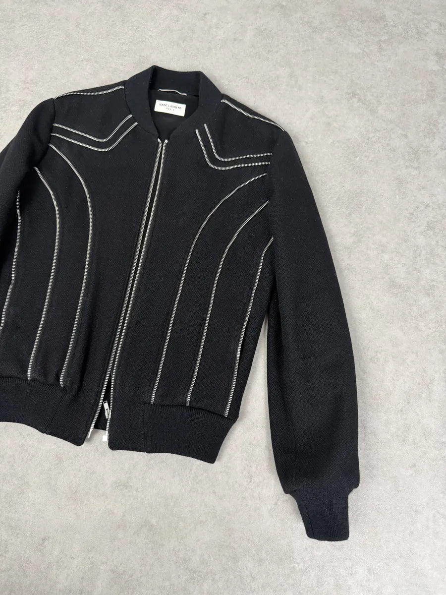 AW2015 Saint Laurent Black Wool Multi Zip Jacket by Hedi Slimane LBtwRgF 5