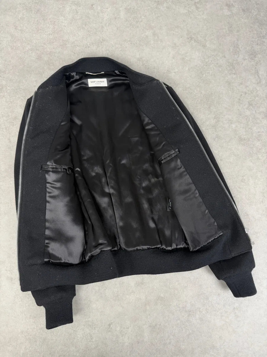 AW2015 Saint Laurent Black Wool Multi Zip Jacket by Hedi Slimane LBtwRgF 6