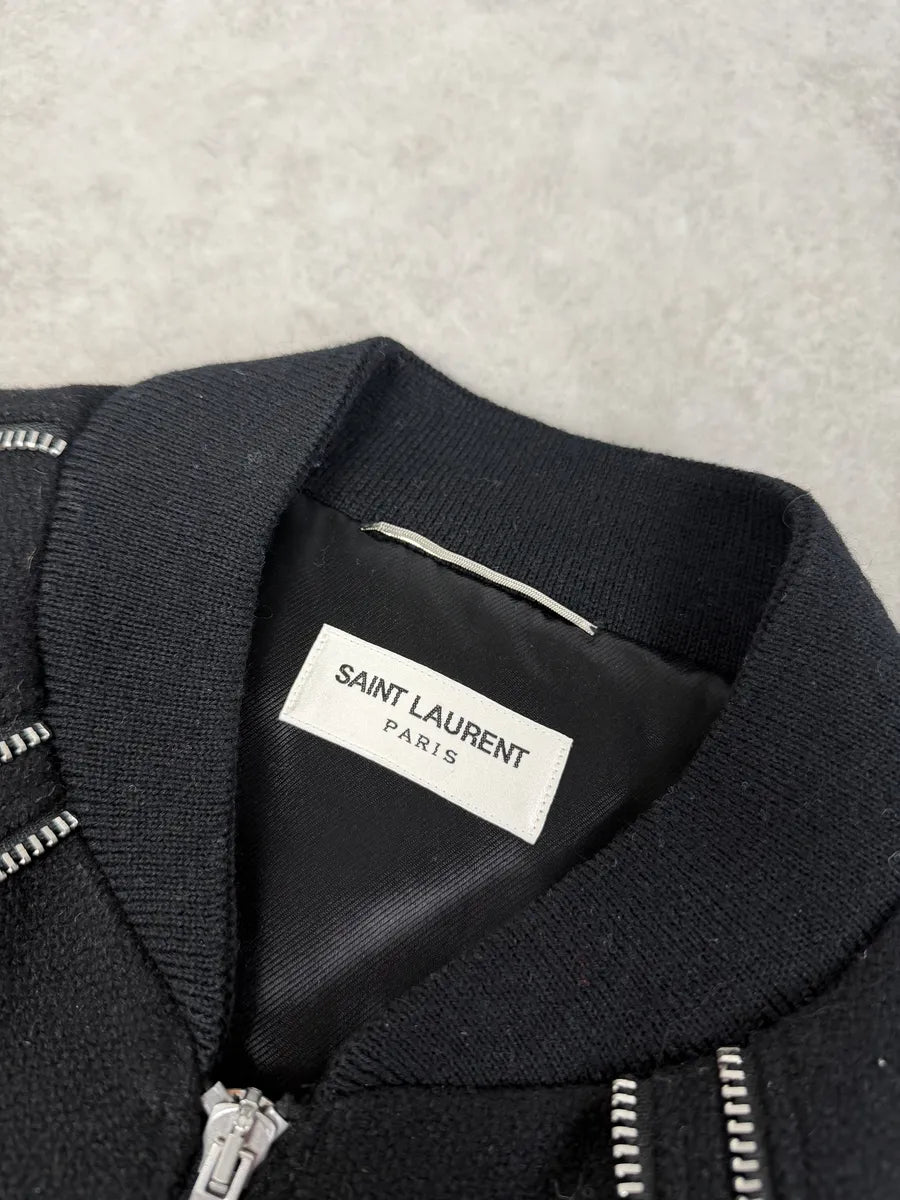 AW2015 Saint Laurent Black Wool Multi Zip Jacket by Hedi Slimane LBtwRgF 9