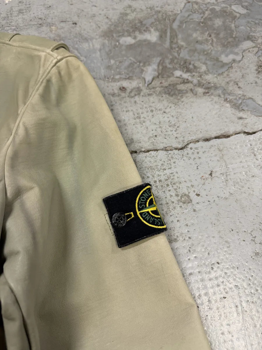 AW2015 Stone Island Light Grey Brut Leather Jacket YALuzvp 6