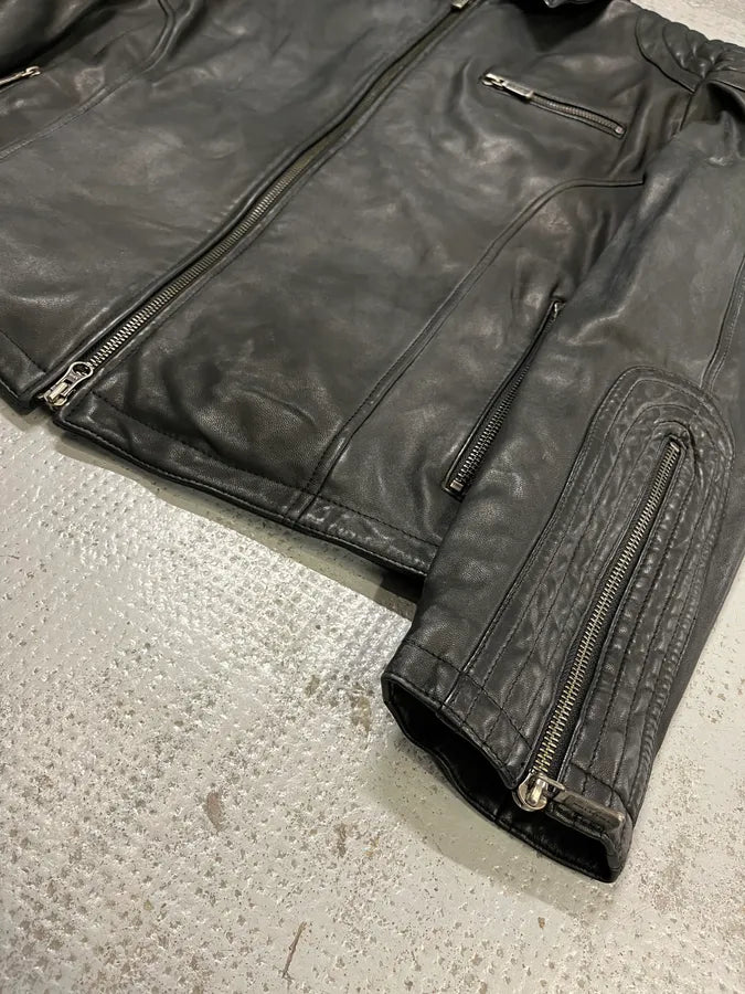 AW2015 Versace Moto Black Padded Leather Jacket DJRBnAM 5