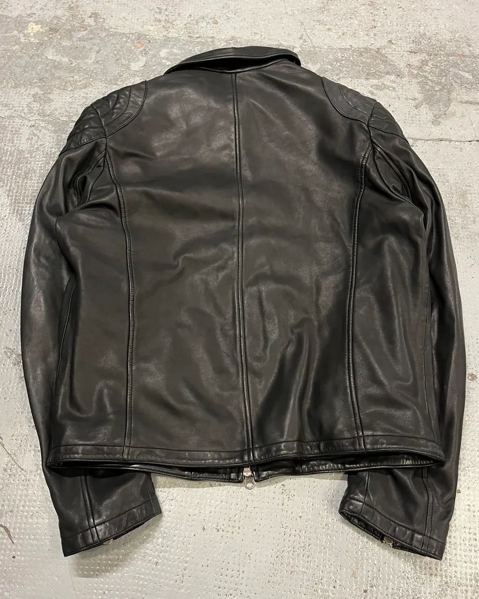 AW2015 Versace Moto Black Padded Leather Jacket DJRBnAM 6