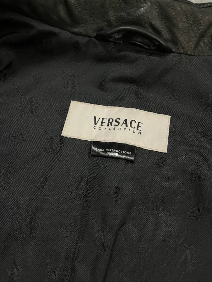 AW2015 Versace Moto Black Padded Leather Jacket DJRBnAM 8