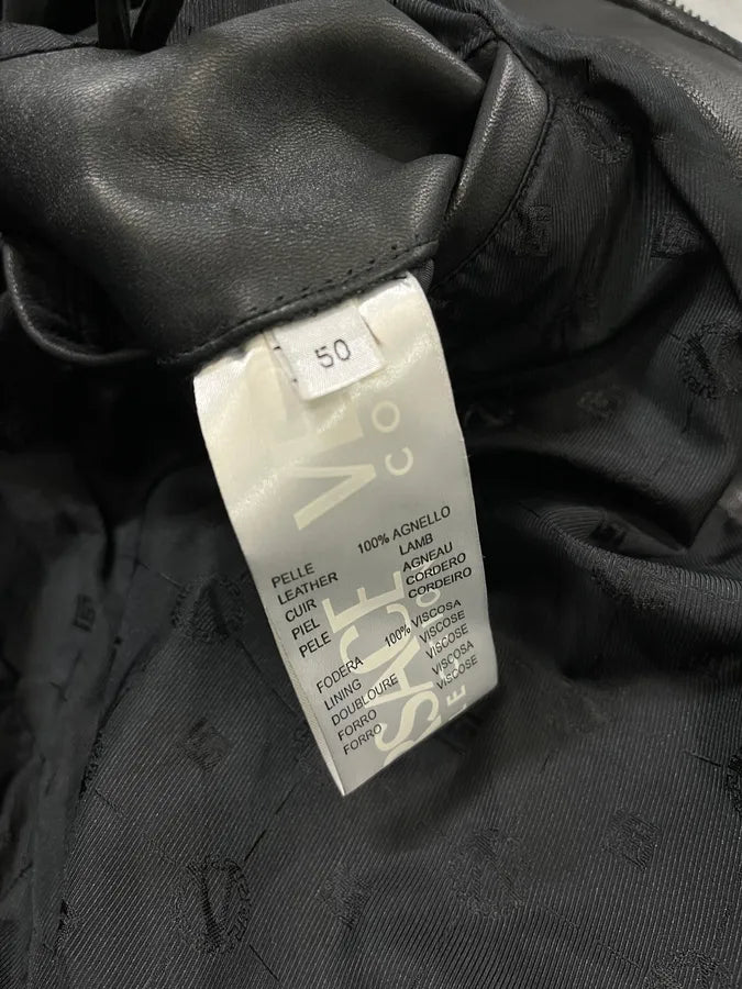 AW2015 Versace Moto Black Padded Leather Jacket DJRBnAM 9