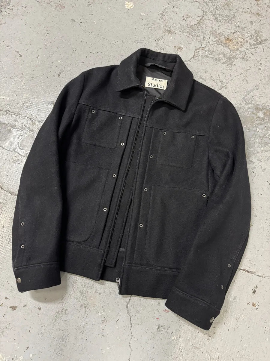 AW2016 Acne Studios Black Minimalist Wool Jacket rIgabnl 4