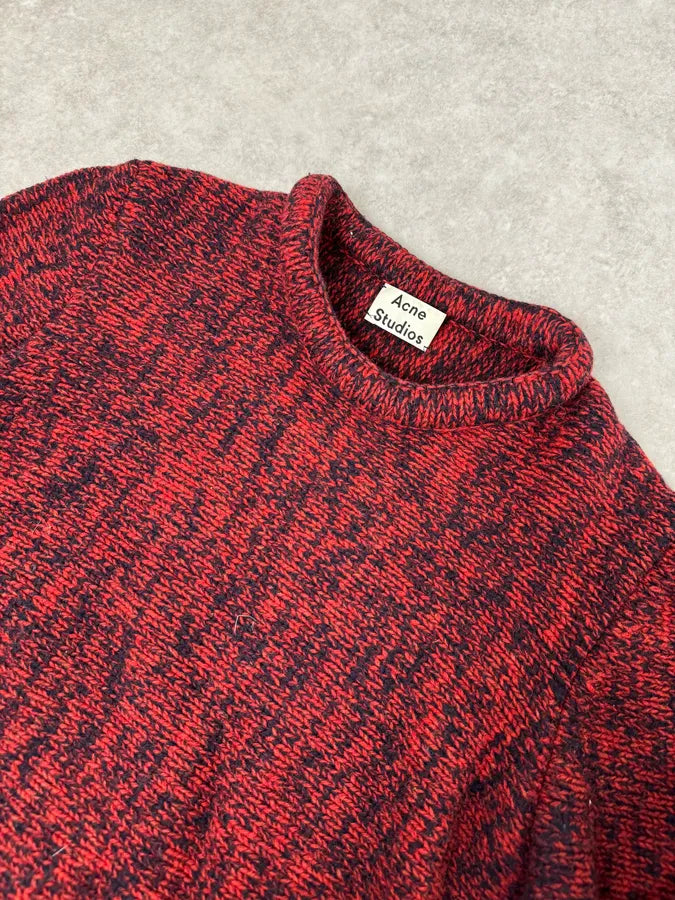AW2016 Acne Studios Kris Red & Black Wool Sweater xdpZYaB 4