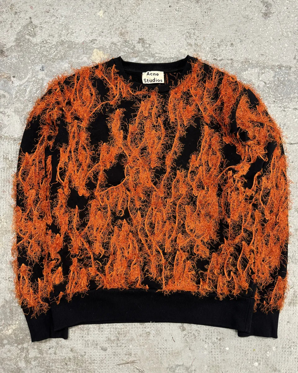 AW2016 Acne Studios Magma Black & Red Flame Crewneck Sweater (S) 0