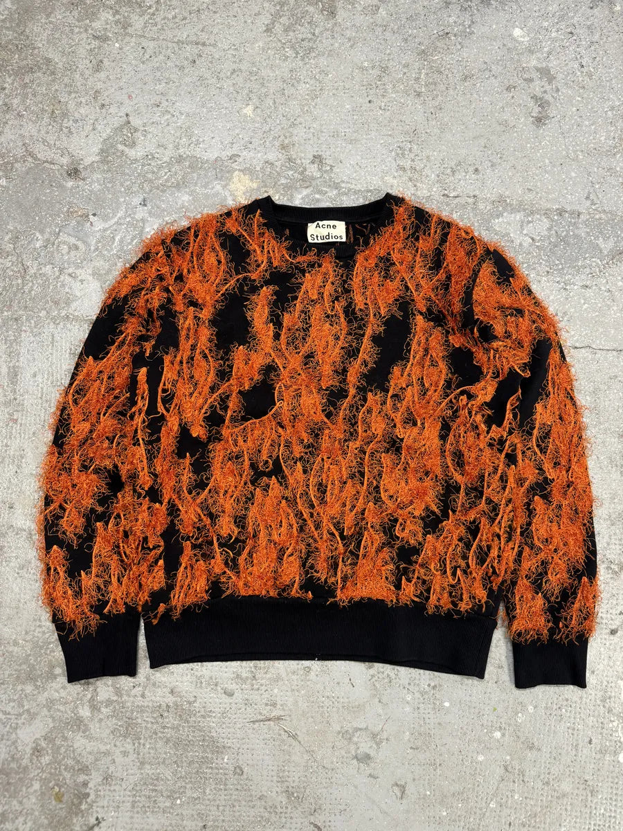 AW2016 Acne Studios Magma Black & Red Flame Crewneck Sweater (S) 4