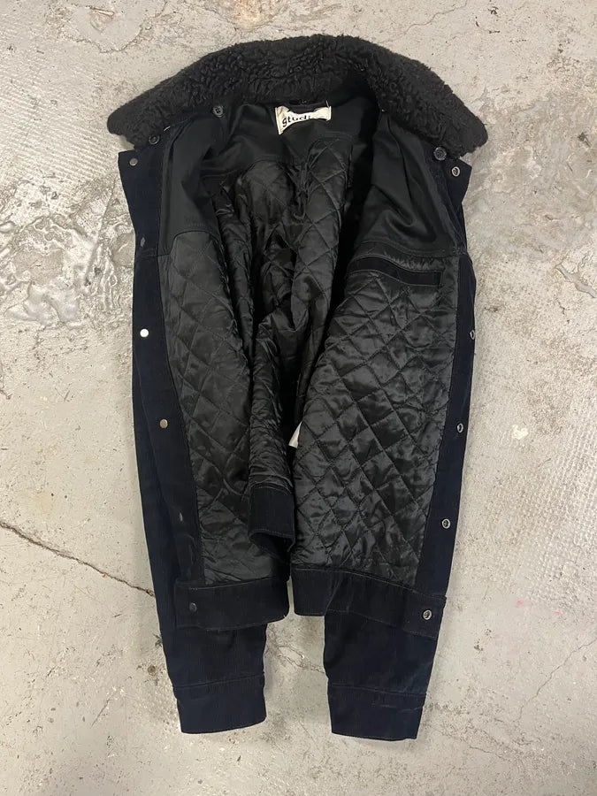 AW2016 Acne Studios Navy Corduroy Fur Collar Trucker Jacket KBuHrbP 6