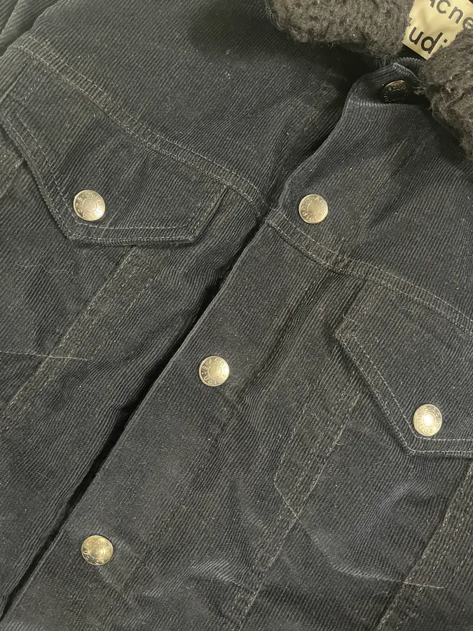 AW2016 Acne Studios Navy Corduroy Fur Collar Trucker Jacket KBuHrbP 7