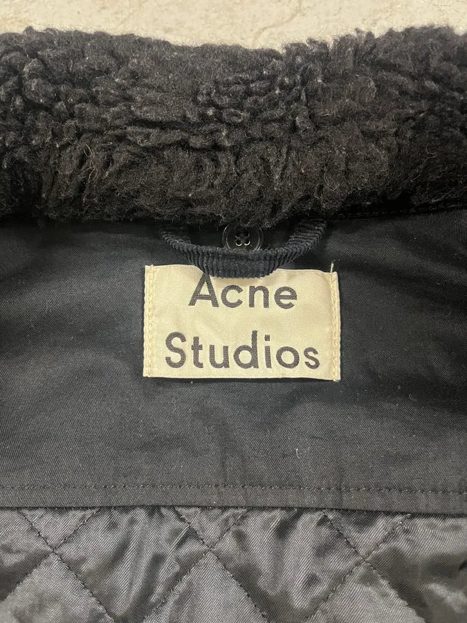 AW2016 Acne Studios Navy Corduroy Fur Collar Trucker Jacket KBuHrbP 8