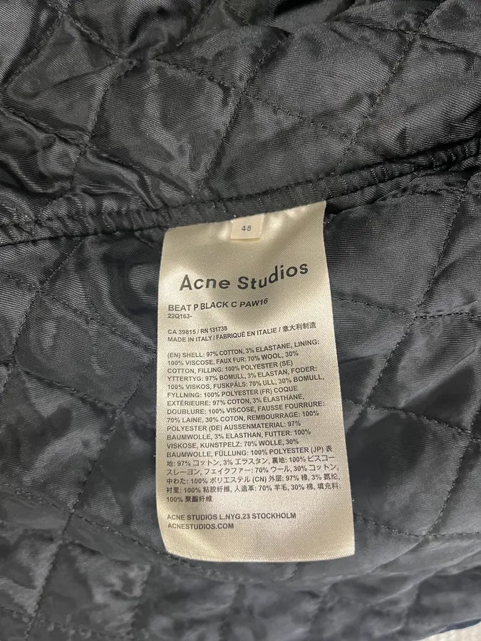 AW2016 Acne Studios Navy Corduroy Fur Collar Trucker Jacket KBuHrbP 9