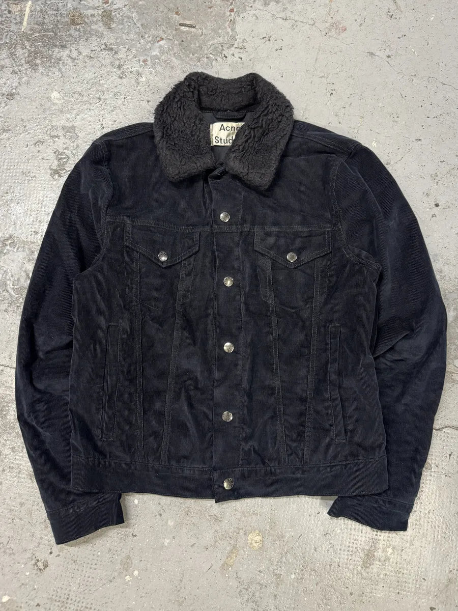 AW2016 Acne Studios Navy Corduroy Sherpa Jacket QIkhsPK 0