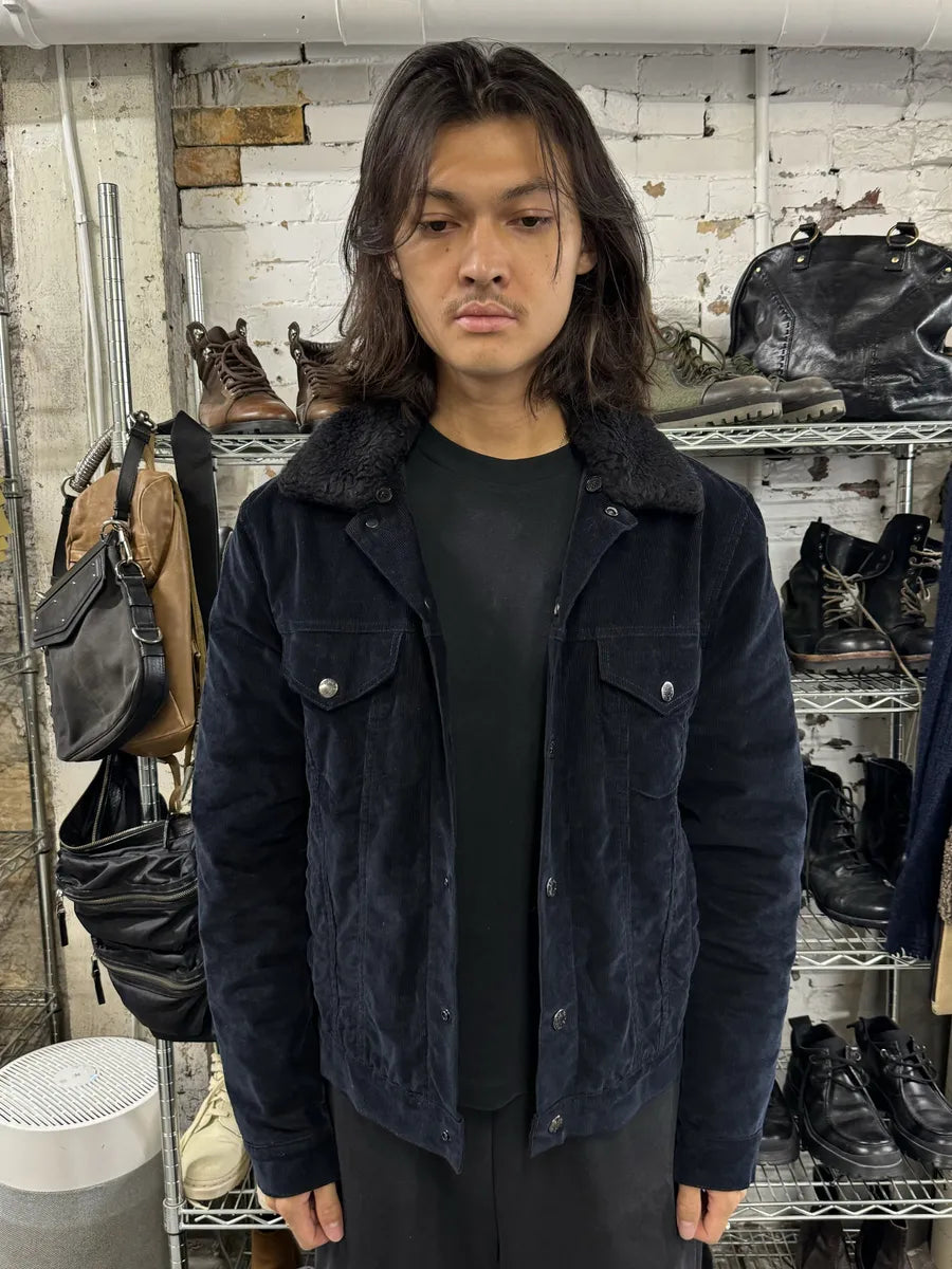 AW2016 Acne Studios Navy Corduroy Sherpa Jacket QIkhsPK 1