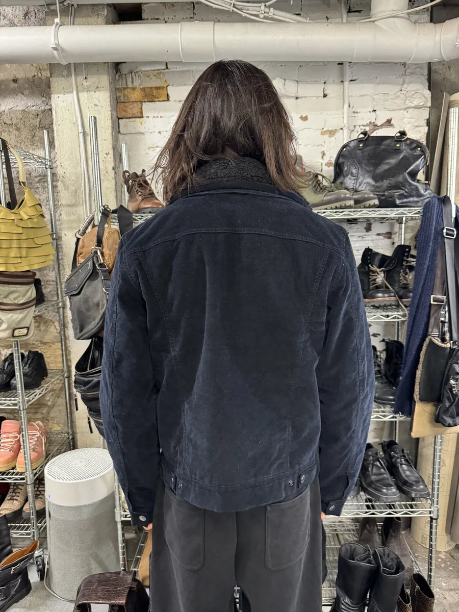 AW2016 Acne Studios Navy Corduroy Sherpa Jacket QIkhsPK 2