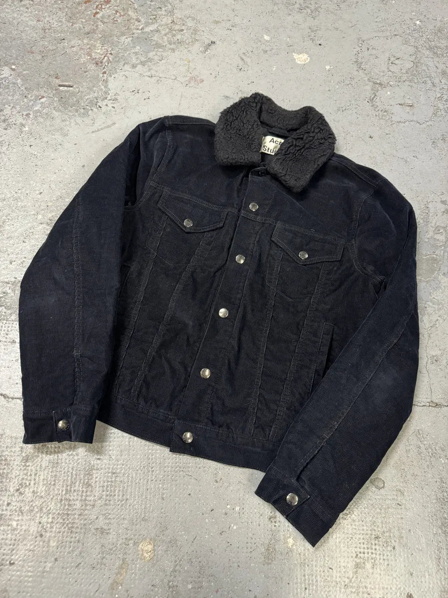 AW2016 Acne Studios Navy Corduroy Sherpa Jacket QIkhsPK 4