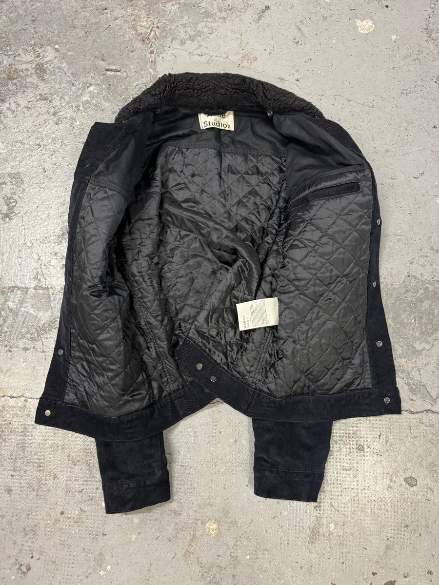 AW2016 Acne Studios Navy Corduroy Sherpa Jacket QIkhsPK 5