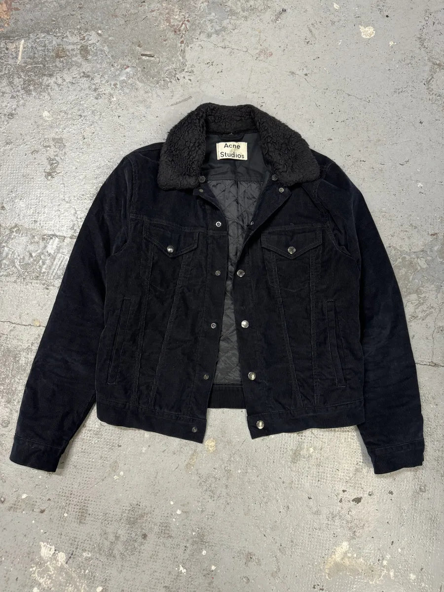 AW2016 Acne Studios Navy Corduroy Sherpa Jacket QIkhsPK 6